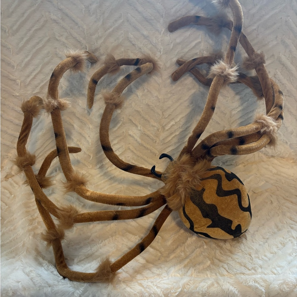 Naturalistic Tan and Black Spider Habitat Decor